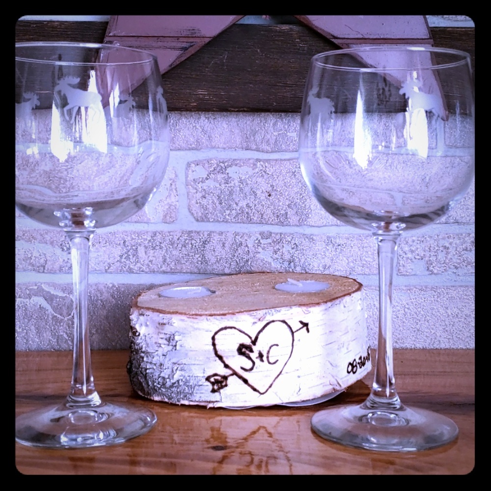 Moose Wine Glasses  SET OF "2"